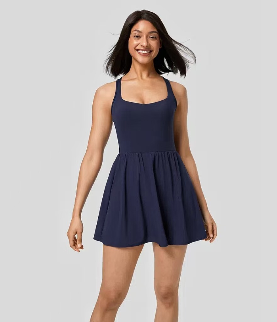 Womens Sleeveless Fit and Flare Mini Activewear Dress